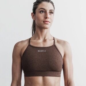 Nobull Women's Plush Heather High Neck Sports Bra in Fallen Rock Heather Size S‎